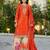 Orange embroidered chinon free size stitched palazzo style salwar suit