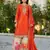 orange embroidered chinon silk palazzo salwar suit
