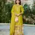 yellow embroidered chinon silk palazzo salwar suit