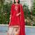 Red embroidered chinon free size stitched palazzo style salwar suit