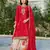 red embroidered chinon silk palazzo salwar suit