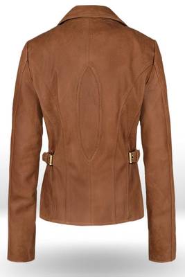 women's brown lambskin leather biker jacket classic moto zip style featured 4