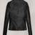 Women’s black minimalist biker style leather cropped jacket genuine lambskin