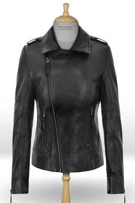 women's genuine lambskin leather biker jacket classic moto zip style modern stylish 1