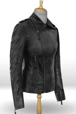 women's genuine lambskin leather biker jacket classic moto zip style modern stylish 2