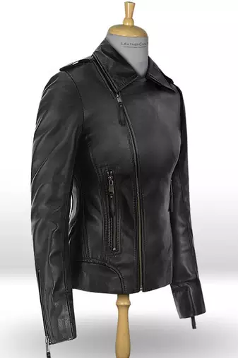 women's genuine lambskin leather biker jacket classic moto zip style modern stylish