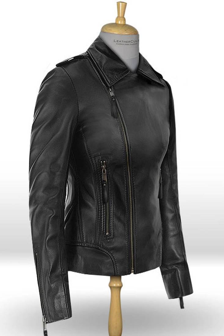 Women’s soft  blackleather  jacket handmade western cowgirl biker style