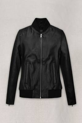 women's black lambskin leather jacket classic zip up style premium 1