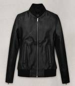 Women’s black leather short jacket cropped slim fit classic style coat