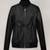 Women’s black leather short jacket cropped slim fit classic style coat