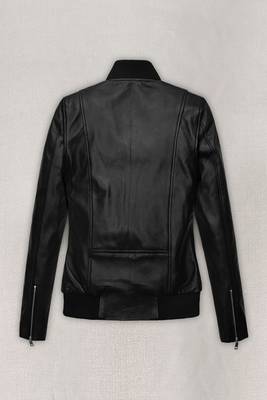 women's black lambskin leather jacket classic zip up style premium 3