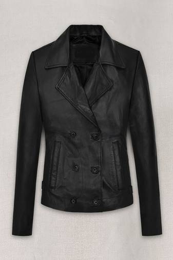 Women’s black genuine leather biker jacket slim fit moto motorcycle coat