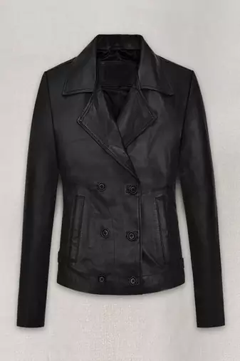 Women’s black genuine leather biker jacket slim fit moto motorcycle coat