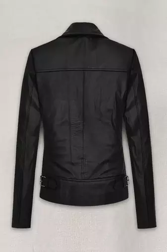 women's black lambskin leather biker jacket classic moto zip style authentic modern