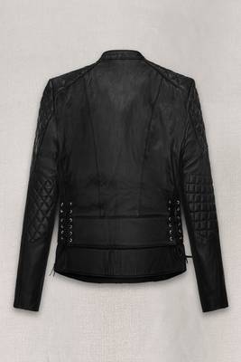 women's black lambskin leather biker jacket premium quilted design premium 2