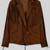 Women’s brown suede leather fringe design  biker jacket slim fit