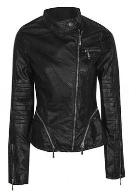 women's black lambskin leather biker jacket classic moto zip style authentic authentic 1