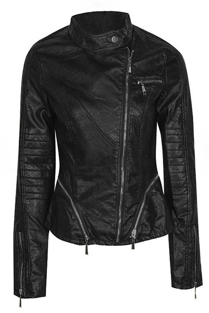 Women’s handmade black lambskin motor leather  jacket western cowgirl biker style