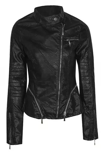 women's black lambskin leather biker jacket classic moto zip style authentic authentic