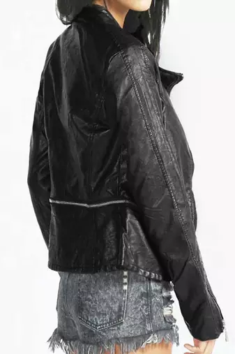 women's black lambskin leather biker jacket classic moto zip style authentic authentic