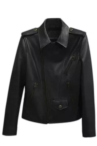 Women’s black genuine soft leather handmade casual biker style