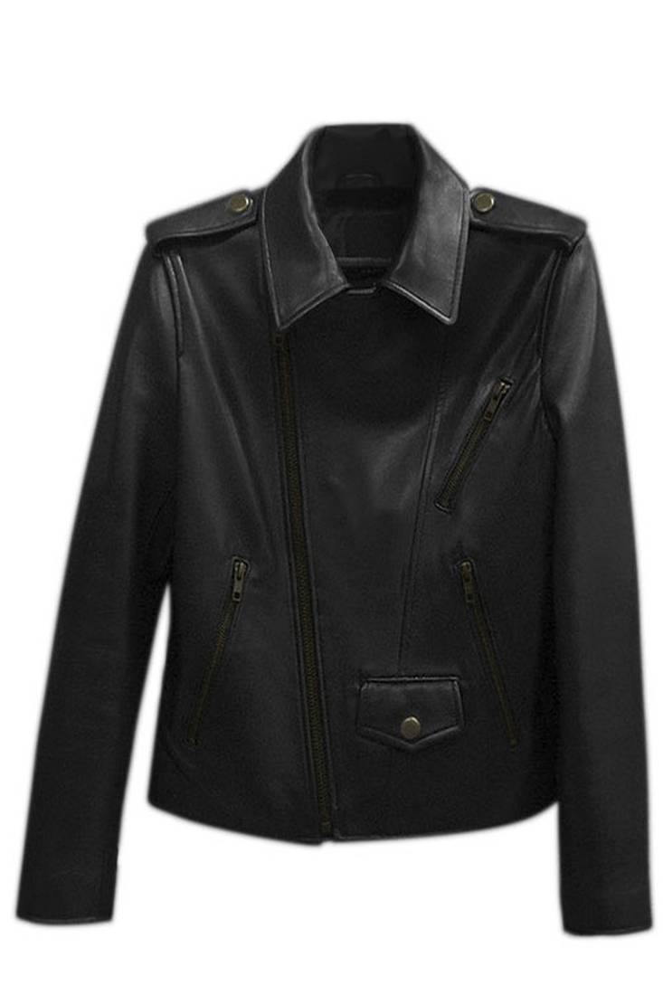 Women’s black genuine soft leather handmade casual biker style