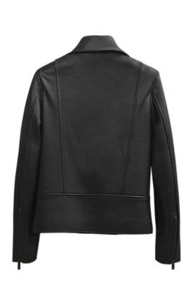 women's black lambskin leather biker jacket classic moto zip style authentic genuine 2