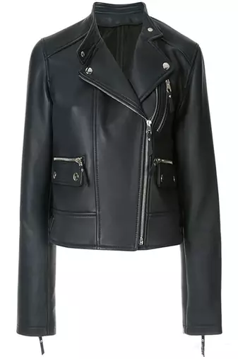 Women’s black genuine handmade casual biker style zipper