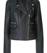 Women’s black genuine handmade casual biker style zipper