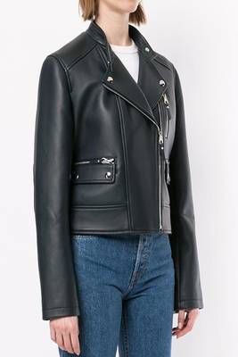 women's black lambskin leather biker jacket classic moto zip style authentic superior 2