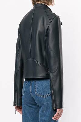 women's black lambskin leather biker jacket classic moto zip style authentic superior 3