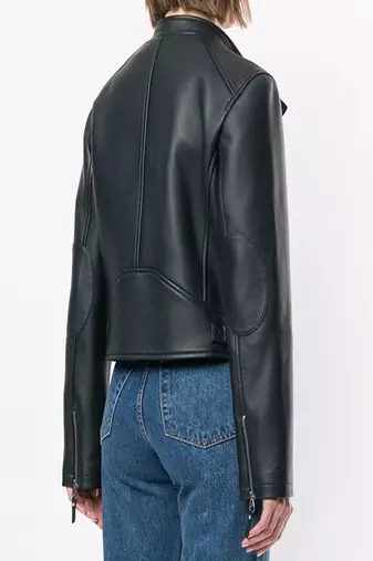 women's black lambskin leather biker jacket classic moto zip style authentic superior