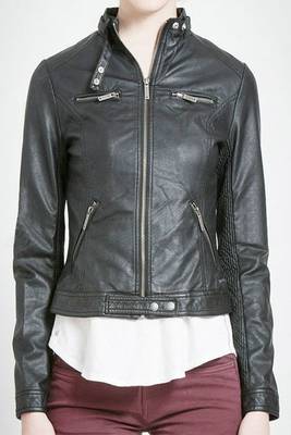women's genuine lambskin leather jacket classic zip up style 1
