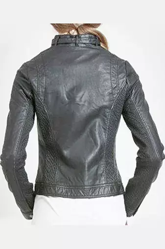 women's genuine lambskin leather jacket classic zip up style