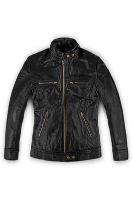 women's black lambskin leather biker jacket classic moto zip style authentic refined 1
