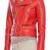 Women’s genuine lambskin leather jacket red moto biker slim fit classic