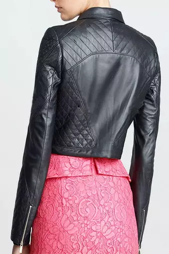 women's black lambskin leather biker jacket premium quilted design exclusive