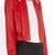 Women’s white collar red lambskin leather cropped jacket simple bottom  front casual style