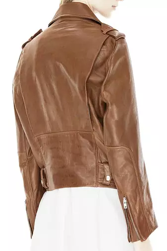 women's brown lambskin leather jacket classic zip up style