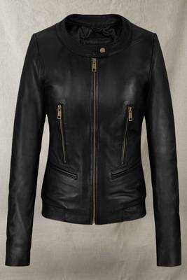 women's black lambskin leather biker jacket classic moto zip style authentic elegant 1