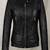 Women’s black  genuine leather crop jacket zip  detail minimalist biker jacket