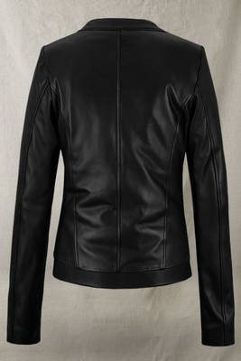 women's black lambskin leather biker jacket classic moto zip style authentic elegant 2