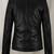 Women’s black  genuine leather crop jacket zip  detail minimalist biker jacket