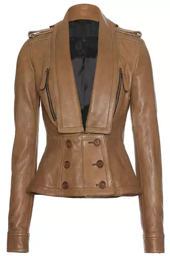 Premium women’s real lambskin leather jacket  button design slim fit  classic