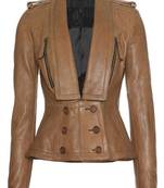 Premium women’s real lambskin leather jacket  button design slim fit  classic