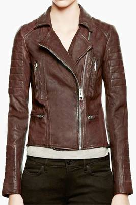 women's brown lambskin leather jacket classic zip up style premium 1