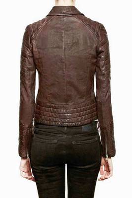 women's brown lambskin leather jacket classic zip up style premium 2