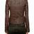 Women’s brown leather cropped jacket minimalist zip detail slim fit style