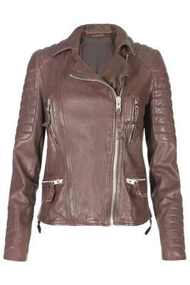 women's brown lambskin leather jacket classic zip up style premium 3