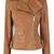 Women's tan color leather jacket biker motorcycle slim fit stylish classic look
